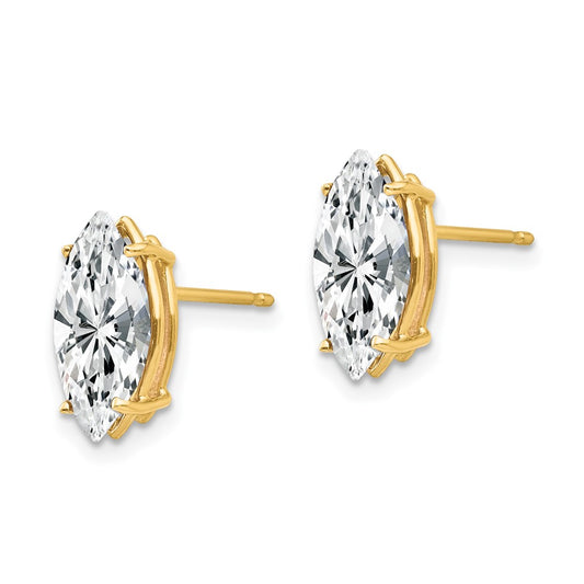 Exclusive 14K Gold Marquise Cut CZ Earrings - Stylish 12x6mm Design
