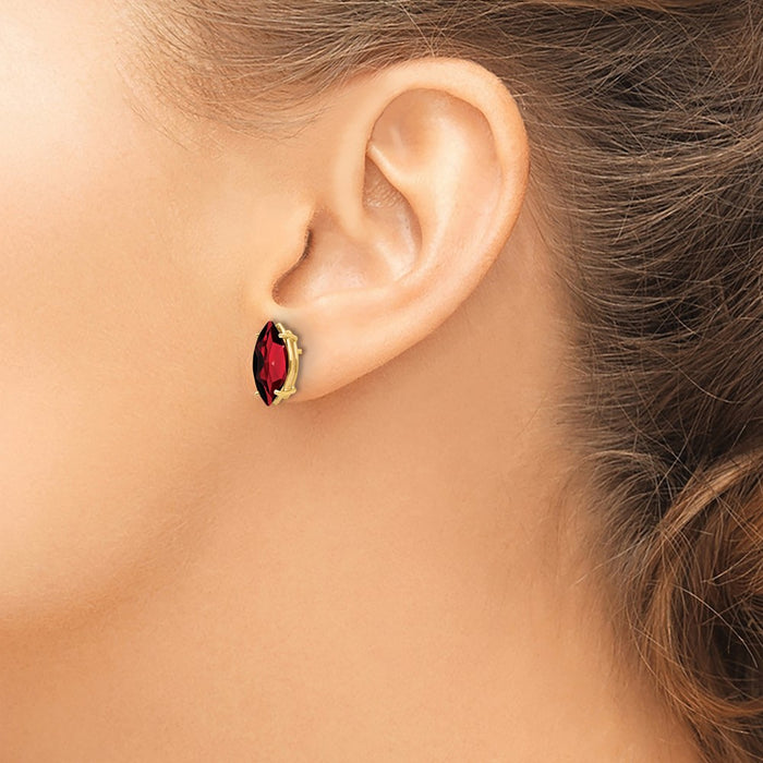Shop Exclusive 14K Gold Marquise Garnet Stud Earrings - Stylish Luxury!-3