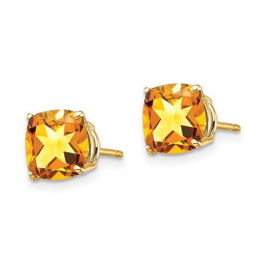 Shop Stylish 14K Gold Cushion Cut Citrine Earrings - 7x7mm, Luxury Value