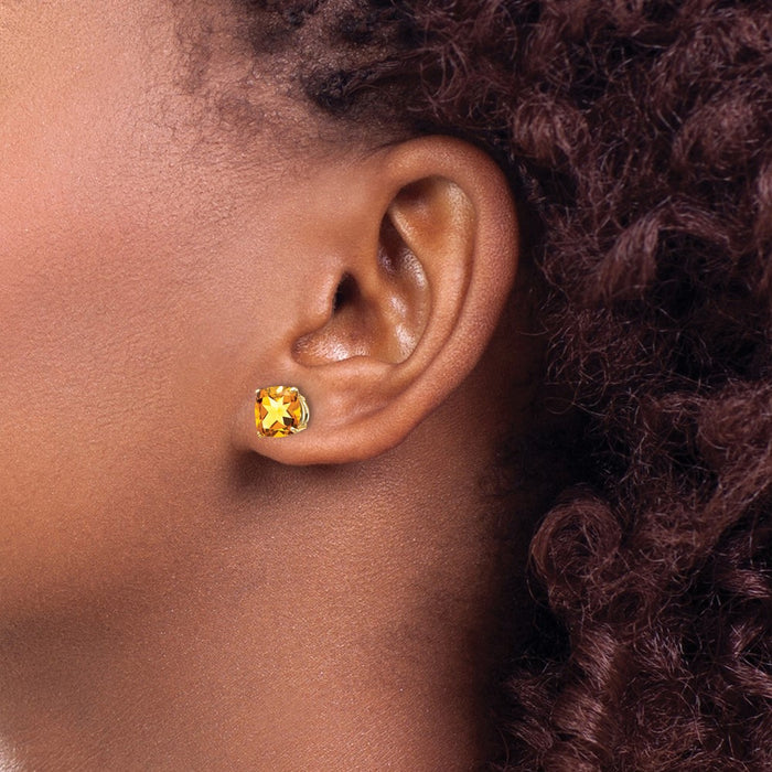 Shop Stylish 14K Gold Cushion Cut Citrine Earrings - 7x7mm, Luxury Value-3