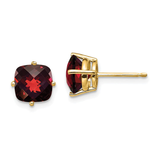 Shop Exclusive 14K Gold Cushion-Cut Garnet Earrings 7x7mm | Stylish Luxury