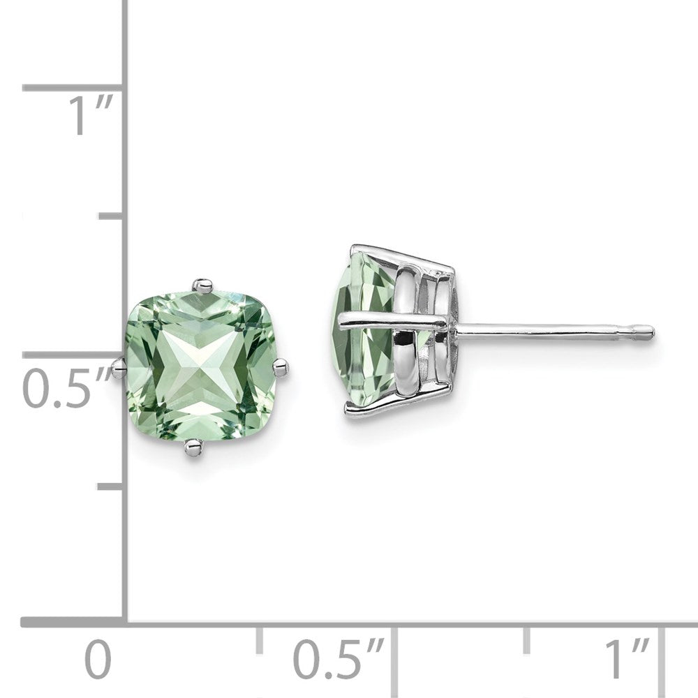 High-quality 14K Gold 7mm Cushion-Cut Green Quartz Earrings - Stylish Value!