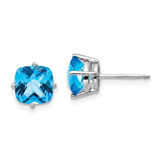 Shop Exclusive 14K White Gold Blue Topaz Earrings - 7x7mm, Stylish Value!