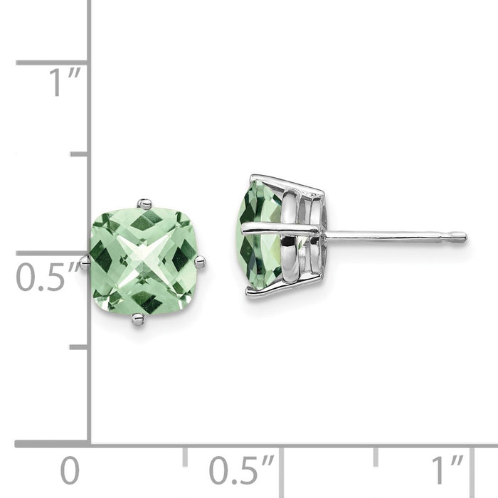 Exclusive 14K Gold 7mm Cushion Checker-Cut Green Quartz Earrings - Stylish Value-4
