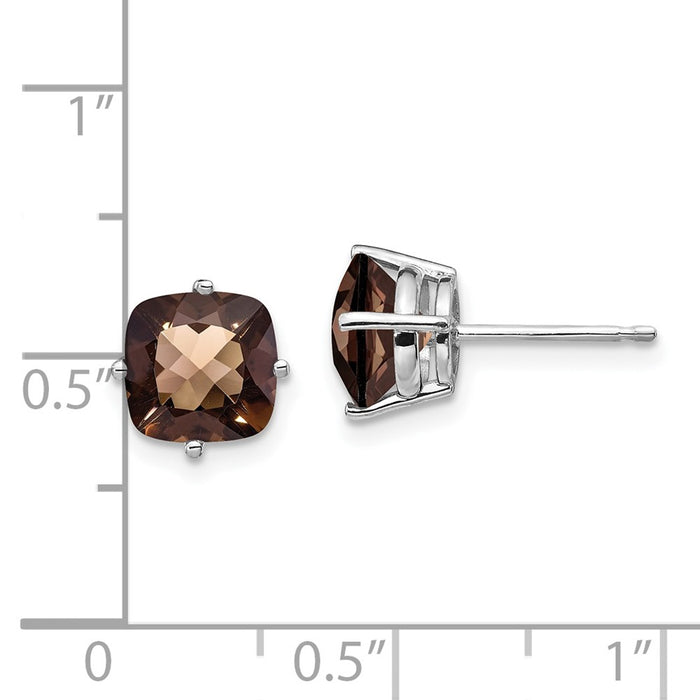 Exclusive 14K Gold 7mm Cushion Smoky Quartz Earrings - Stylish Value Buy-4