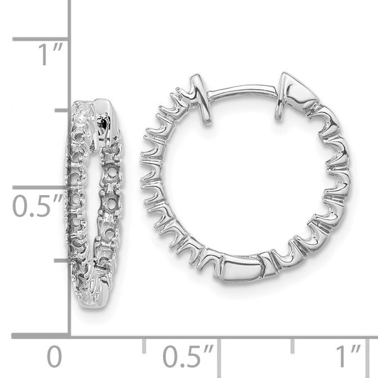 High-Quality 14K White Gold AA Diamond Hinge Hoop Earrings | Stylish Luxury