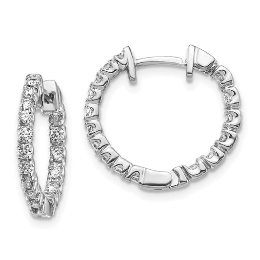 Shop Exclusive 14K White Gold Hinge Hoop Earrings with AAA Diamonds - Stylish Value