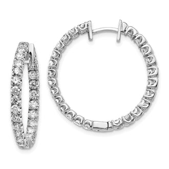 High-Quality 14K White Gold AA Diamond Huggie Hoop Earrings - Stylish Value!