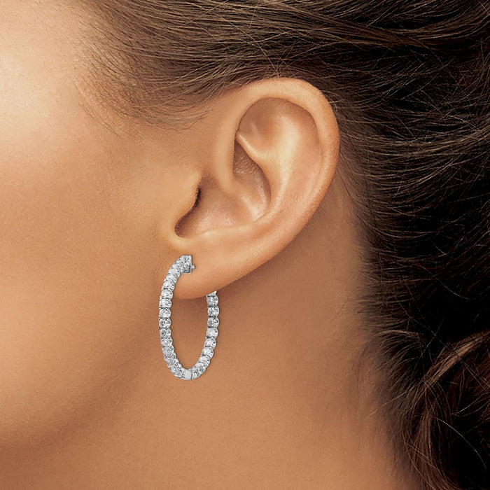 Shop Stylish 14K White Gold AA Diamond Hinge Hoop Earrings - Luxury Design!-4
