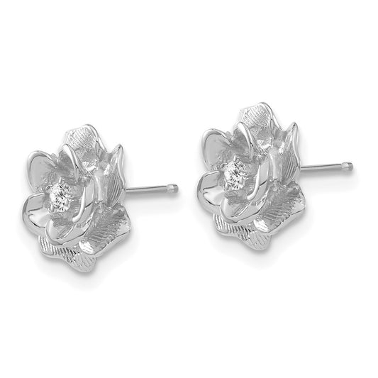 Shop Exclusive 14K White Gold AA Diamond Floral Stud Earrings - Stylish Value!