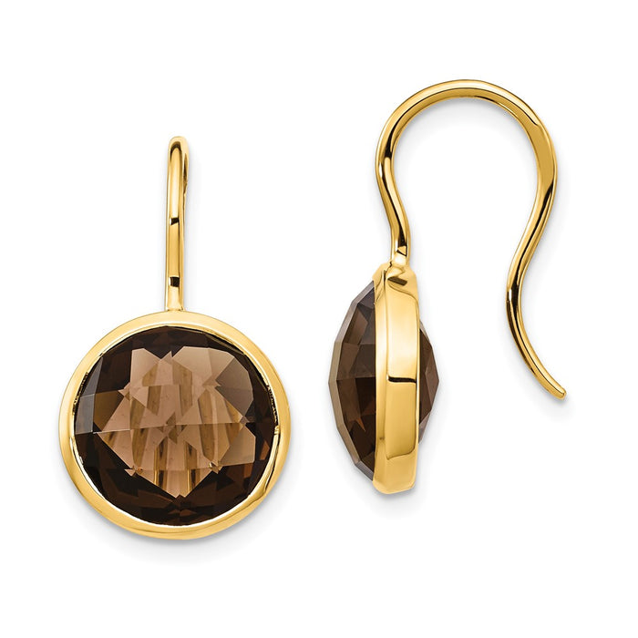 Exclusive 14K Gold Smoky Quartz Drop Earrings - Stylish Luxury at Great Value-1