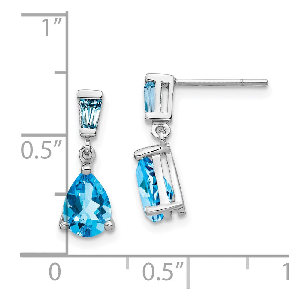 High-Quality 14K White Gold Blue Topaz Drop Earrings - Stylish Luxury Value