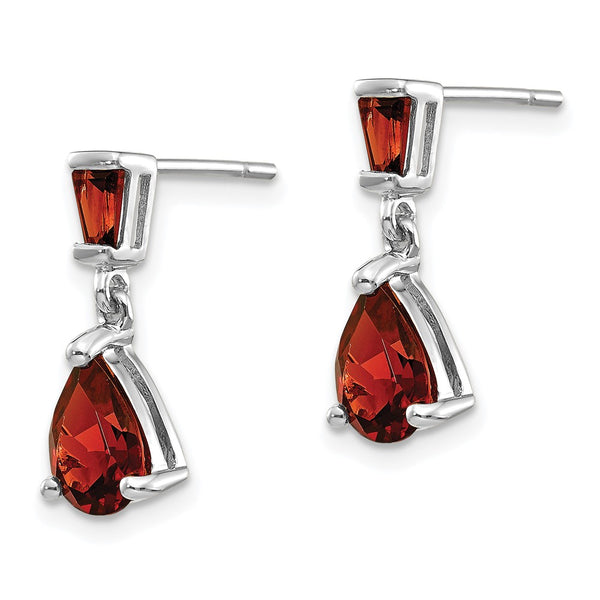 14K White Gold Garnet Drop Earrings - Style GR1-1020569