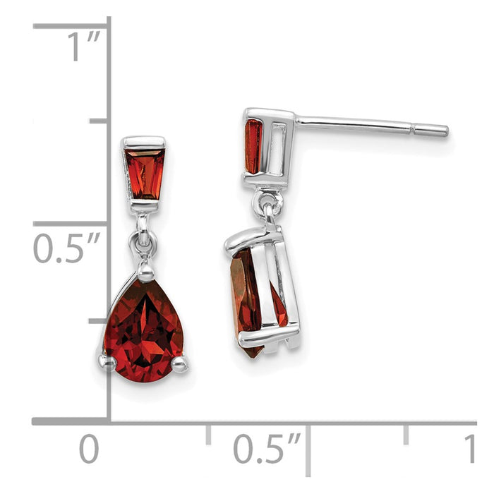 Exclusive 14K White Gold Garnet Drop Earrings - Stylish & Affordable Luxury-4