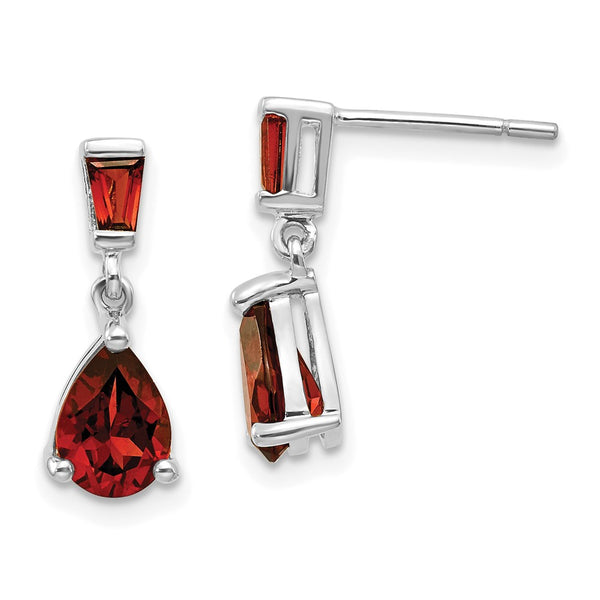 14K White Gold Garnet Drop Earrings - Style GR1-1020569