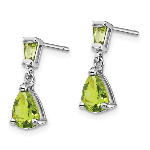 14K White Gold Peridot Drop Earrings - Style GR1-1020570