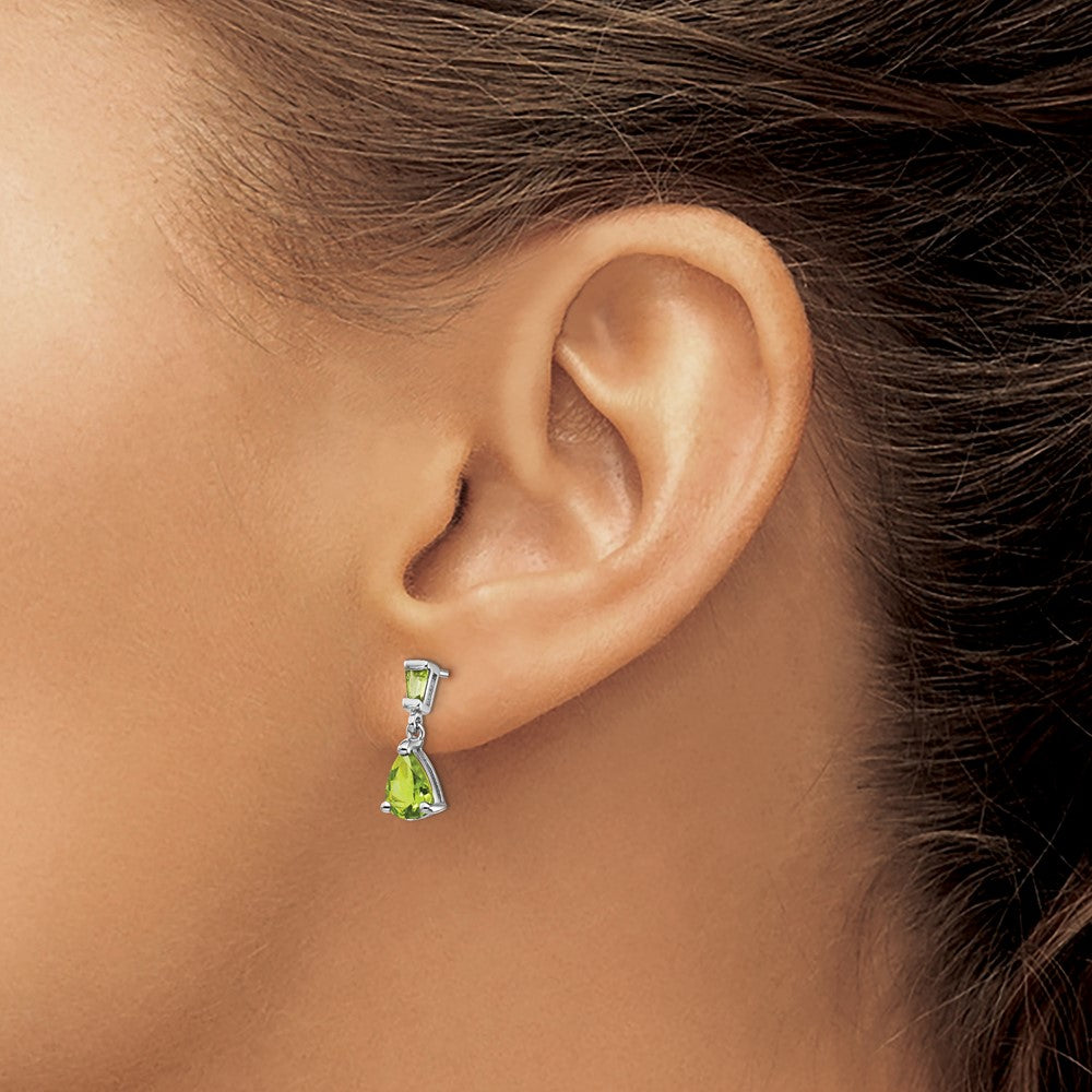 Buy Stylish 14K White Gold Peridot Drop Earrings | Affordable Luxury