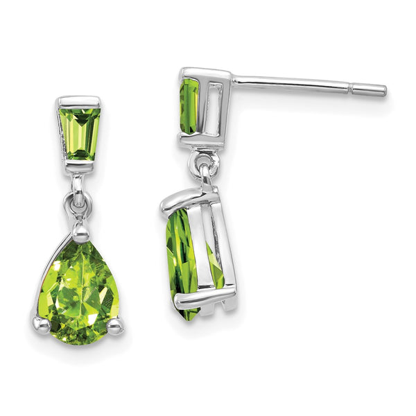 14K White Gold Peridot Drop Earrings - Style GR1-1020570