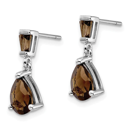 Exclusive 14K White Gold Smoky Quartz Drop Earrings - Stylish & Affordable Value