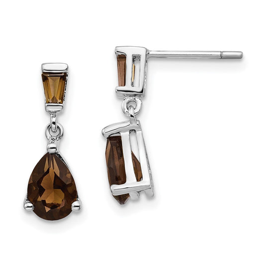 Exclusive 14K White Gold Smoky Quartz Drop Earrings - Stylish & Affordable Value