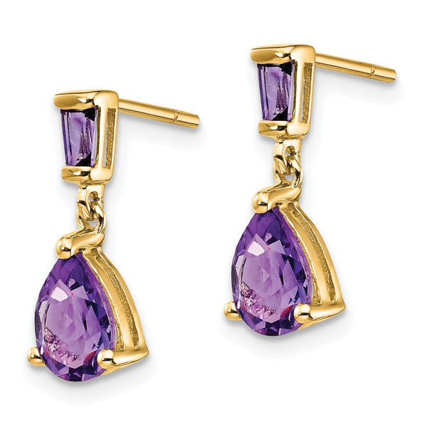 14K Gold Amethyst Drop Earrings