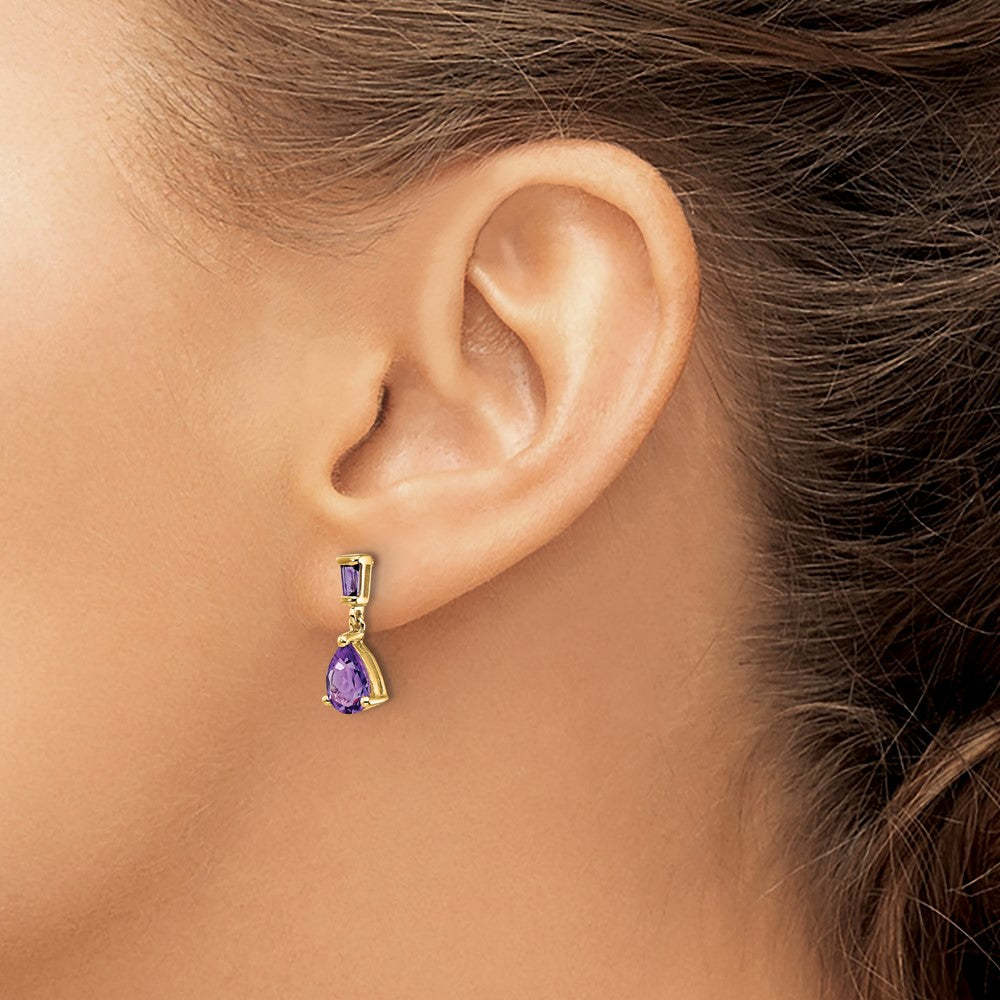 Buy Exclusive 14K Gold Amethyst Drop Earrings - Stylish, Affordable Luxury