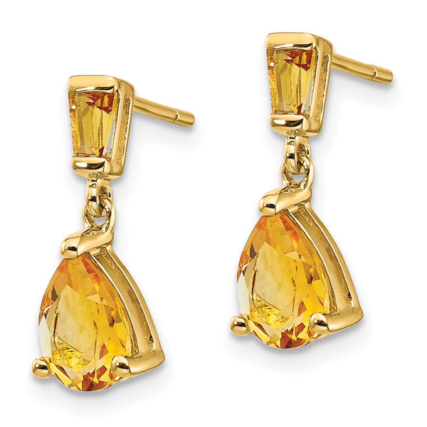 14K Gold Citrine Drop Earrings - Style GR1-1013926