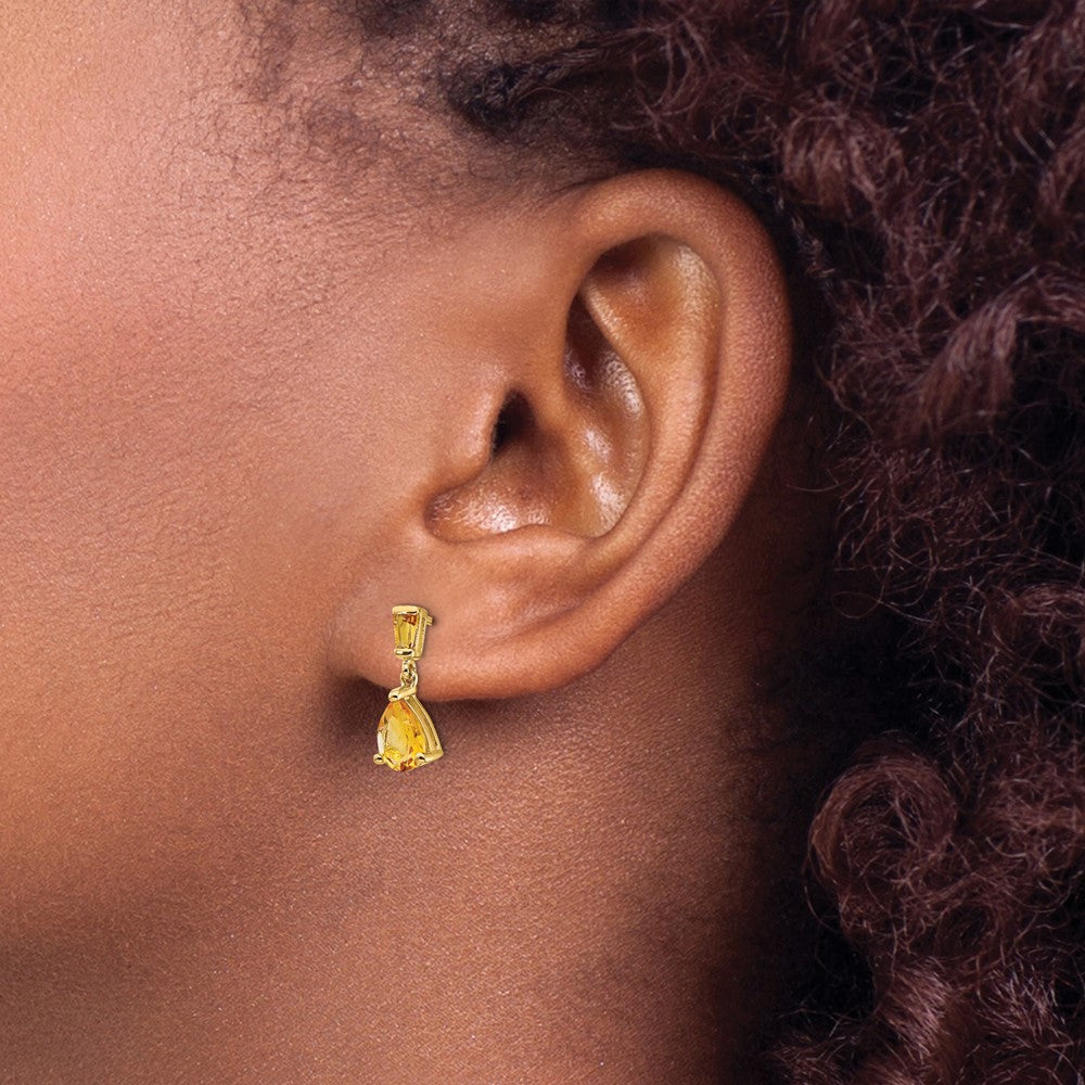 Shop Exclusive 14K Gold Citrine Drop Earrings - Stylish and Affordable Elegance
