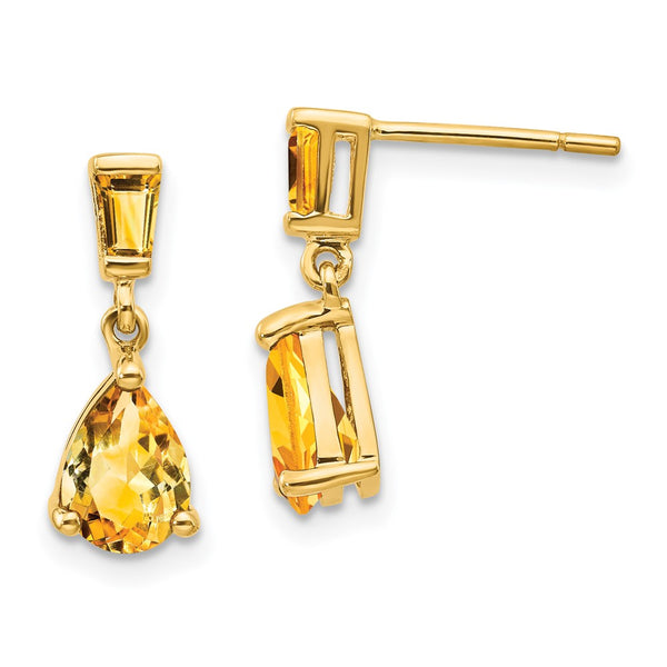 14K Gold Citrine Drop Earrings - Style GR1-1013926