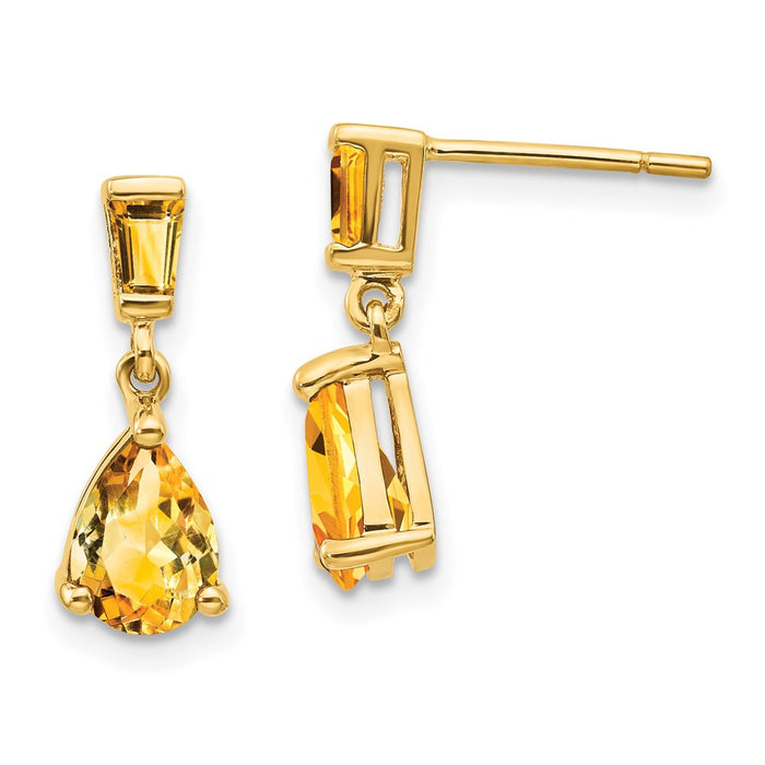 Shop Exclusive 14K Gold Citrine Drop Earrings - Stylish and Affordable Elegance-1
