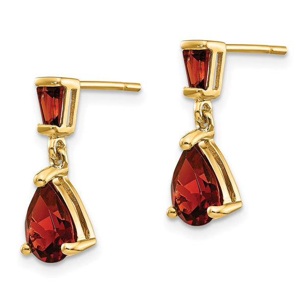 14K Gold Garnet Drop Earrings - Style GR1-1013930