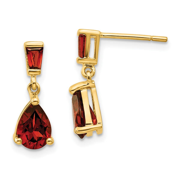 14K Gold Garnet Drop Earrings - Style GR1-1013930