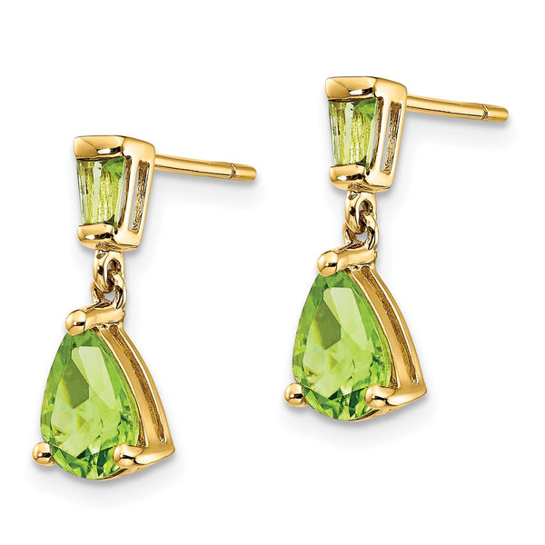 14K Gold Peridot Drop Earrings - Style GR1-1013934