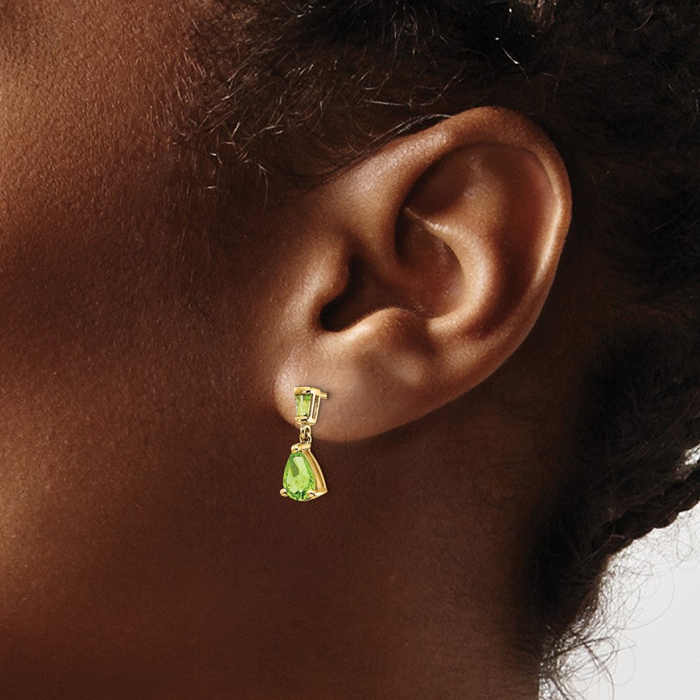 Shop Exclusive 14K Gold Peridot Drop Earrings - Stylish Luxury Jewelry