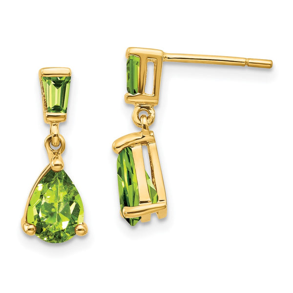 14K Gold Peridot Drop Earrings - Style GR1-1013934
