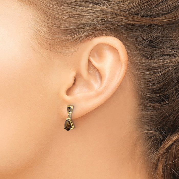 Buy 14K Gold Smoky Quartz Stud Earrings - Stylish Design, Affordable Luxury!-3