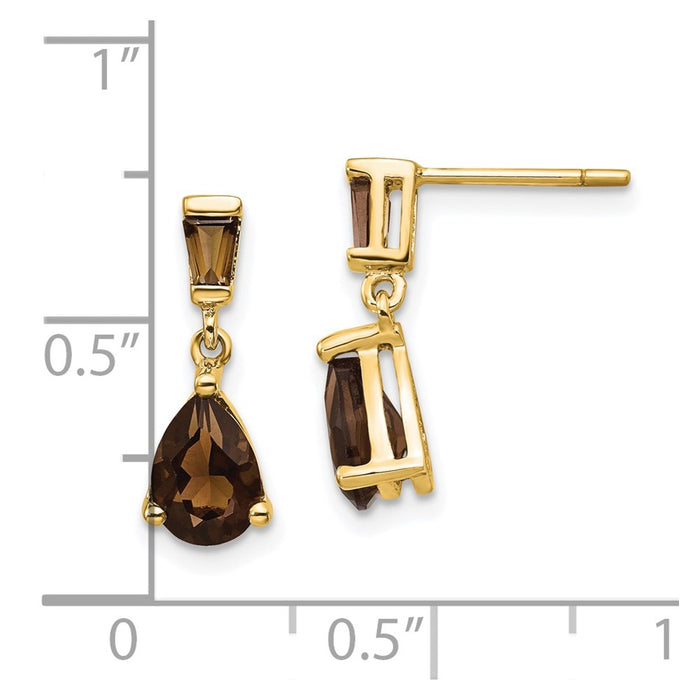 Buy 14K Gold Smoky Quartz Stud Earrings - Stylish Design, Affordable Luxury!-4