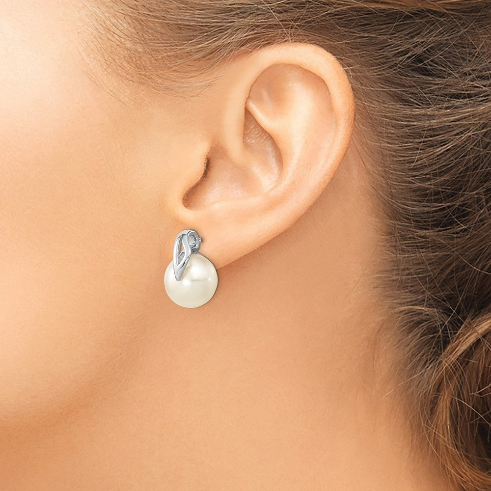 Shop Stylish 14K White Gold Freshwater Pearl Button Earrings - 7-8mm Value