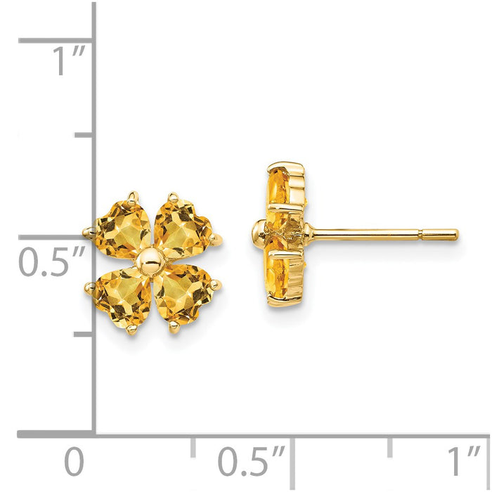 Shop Exclusive 14K Gold Heart-Shaped Citrine Floral Stud Earrings - Stylish Value-4