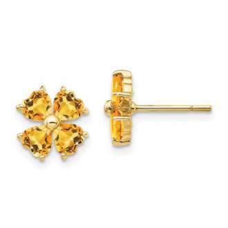 Shop Exclusive 14K Gold Heart-Shaped Citrine Floral Stud Earrings - Stylish Value