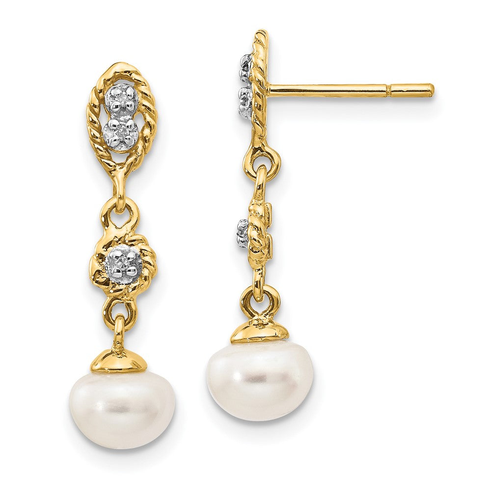 Shop 14K White Gold Pearl Earrings - 6-7mm Freshwater Gems & 0.02ct Diamonds