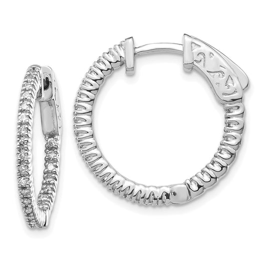 High-Quality 14K White Gold Hoop Earrings with 3/8 Carat Lab-Grown Diamonds - Stylish Value