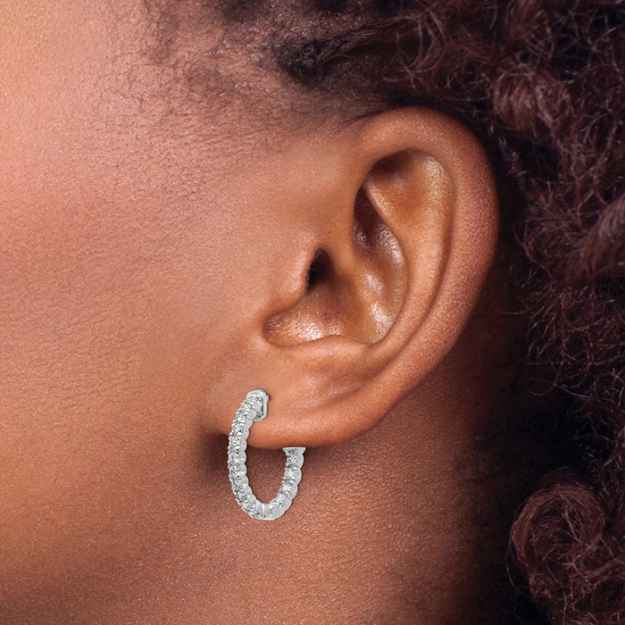 Shop Exclusive 14K White Gold Hoop Earrings with 1 Carat Lab-Grown Diamond-4