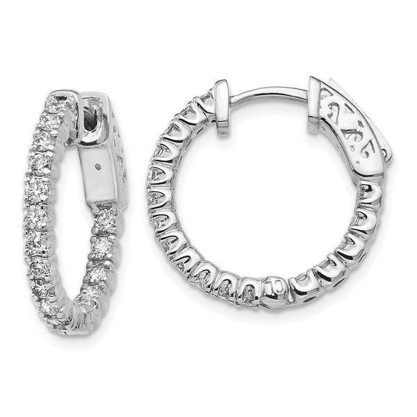 14K White Gold Hoop Earrings with 1 Carat Lab-Grown Diamond