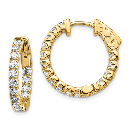 High-Quality 14K Gold Round Hoop Earrings with Lab-Grown Diamonds - Stylish Value!
