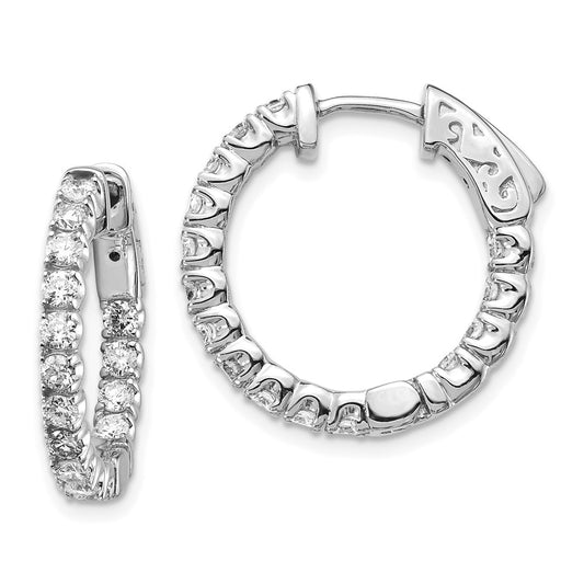 Buy Stylish 14K White Gold Round Hoop Earrings with Lab-Grown Diamonds, 1.0"