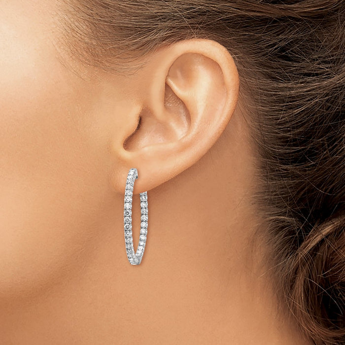 Shop Exclusive 14K White Gold 3.33 Carat Lab-Grown Diamond Hoop Earrings-3