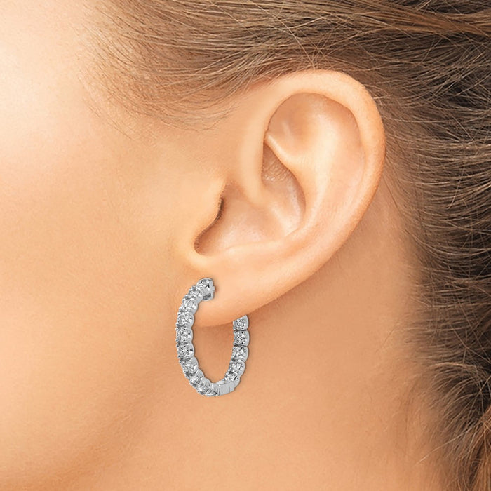 Buy Stylish 14K White Gold 2.75 Carat Lab-Grown Diamond Hoop Earrings-4