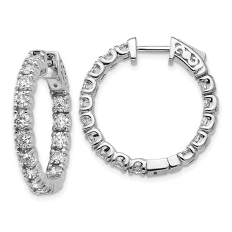 Shop Exclusive 14K White Gold Round Hoop Earrings with Lab-Grown Diamonds