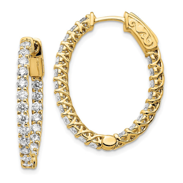 14K Yellow Gold Oval Hoop Earrings - 2.5 Carat Lab-Grown Diamond